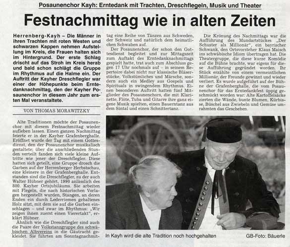 Artikel im Gäuboten vom 12.10.2004